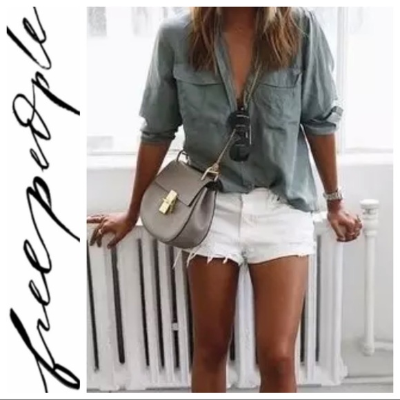Free People Pants - 💕SALE💕Free People White Cutoff Button Fly Shorts